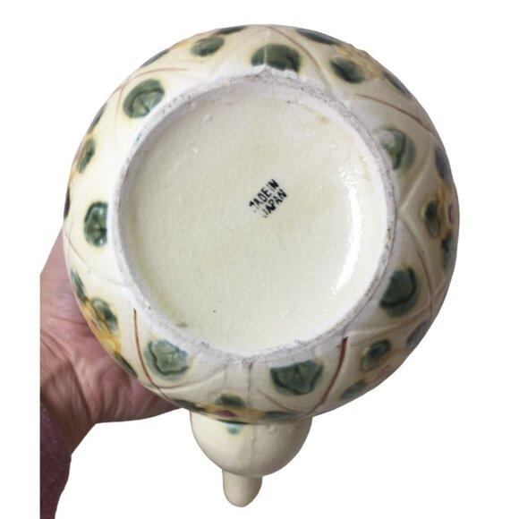 Vintage Flower Patterned Tea Pot with Lid and Wicker Handle- Made in Japan - Picture 11 of 11